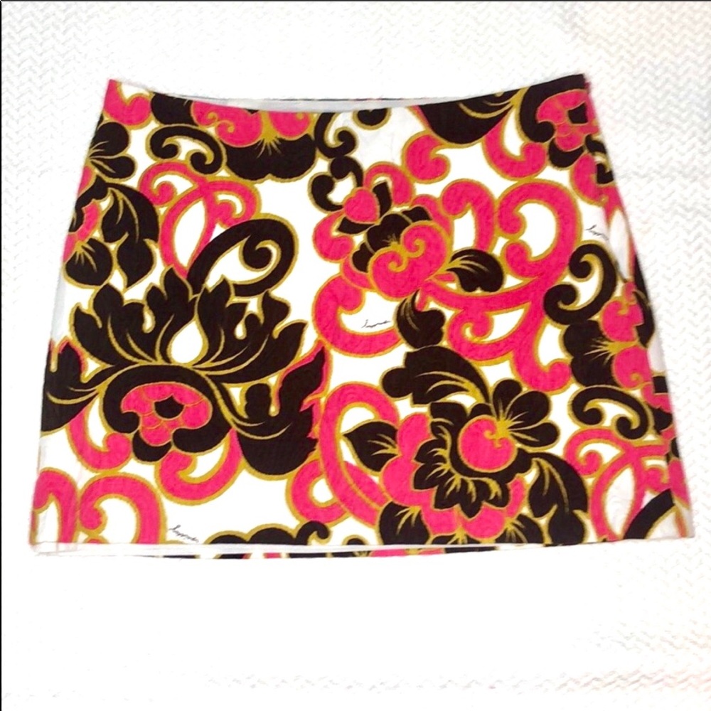 Milly Miniskirt Pink Brown White Baroque Embossed - Picture 1 of 6